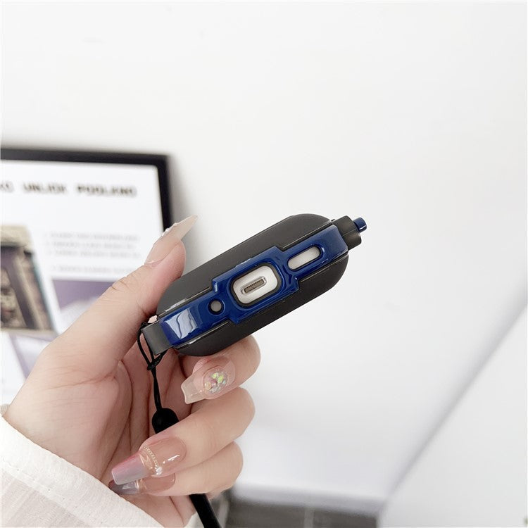 Leica Series Soft TPU Earphones Cover Protector for AirPods Pro 2 Dual Color Bluetooth Earbuds Case with Strap - Purple