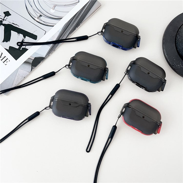 Leica Series Soft TPU Earphones Cover Protector for AirPods Pro 2 Dual Color Bluetooth Earbuds Case with Strap - Purple