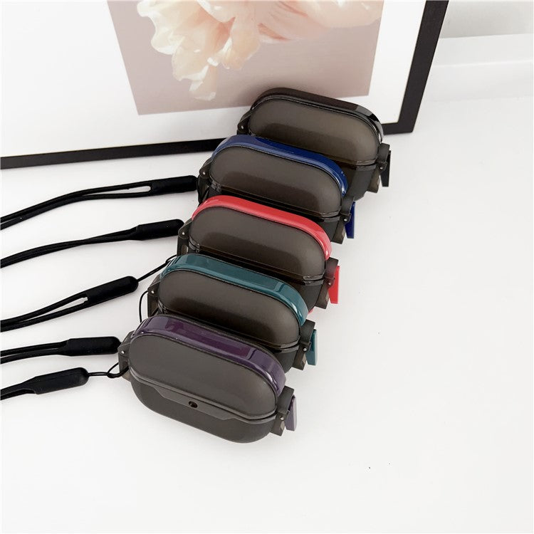 Leica Series Soft TPU Earphones Cover Protector for AirPods Pro 2 Dual Color Bluetooth Earbuds Case with Strap - Purple