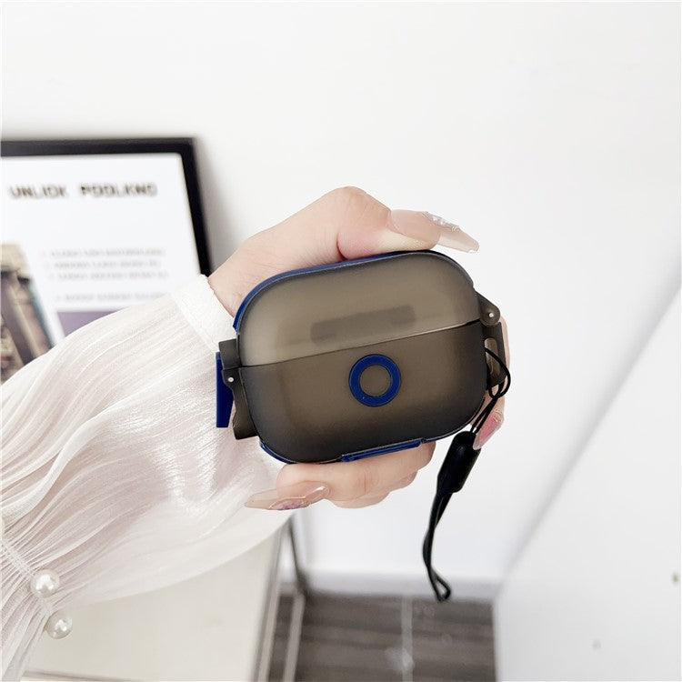 Leica Series Soft TPU Earphones Cover Protector for AirPods Pro 2 Dual Color Bluetooth Earbuds Case with Strap - Black