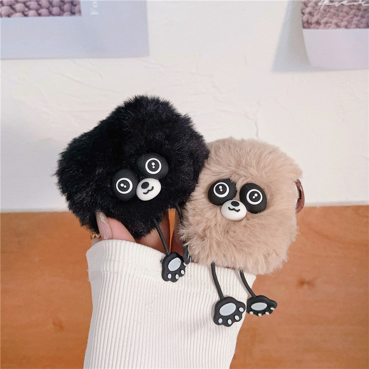 Plush Case for AirPods with Charging Case (2016) / (2019) / AirPods with Wireless Charging Case (2019) Cartoon Raccoon Earphone Cover - Black