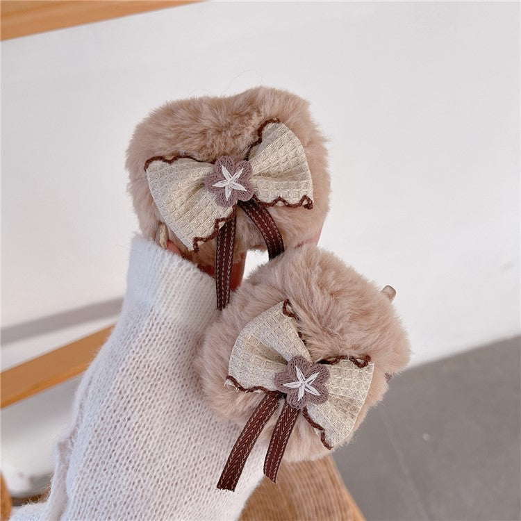 Plush Cover for Apple AirPods with Charging Case (2016) / (2019) / AirPods with Wireless Charging Case (2019) Bowknot Decor Earphone Case