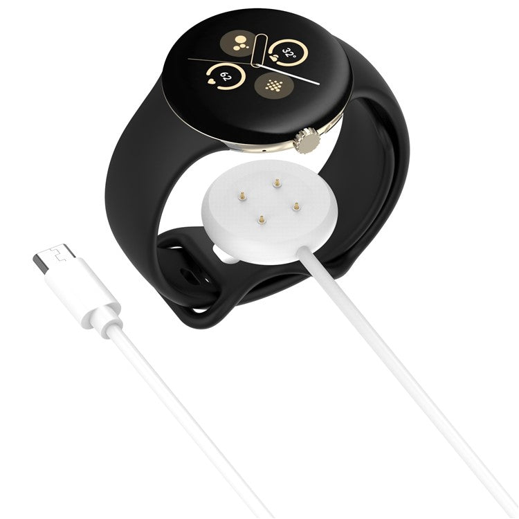 100cm Charging Dock for Google Pixel Watch 3 45mm / 41mm / Watch 2 / Fitbit Ace LTE Charger Magnetic Charging Cable - White / Type-C Interface