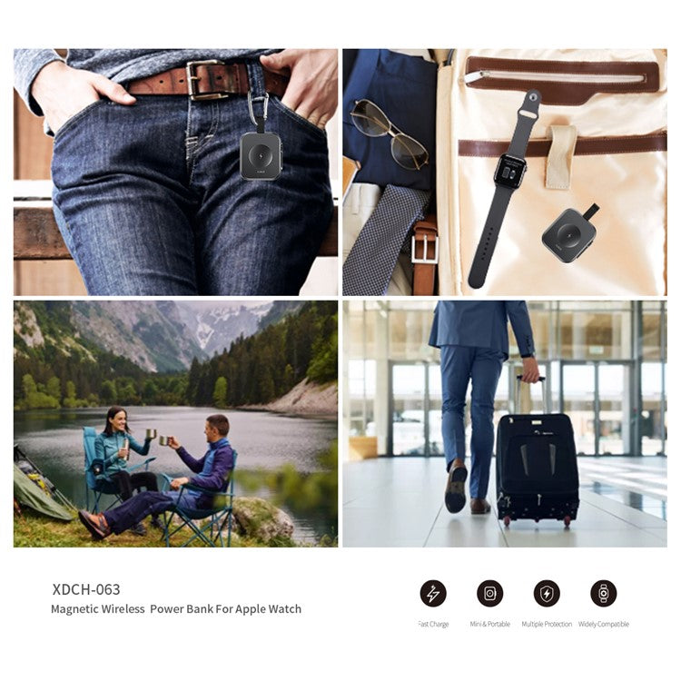 XUNDD XDCH-063 WP1 For Apple Watch 1200mAh Power Bank with Hanging Buckle Magnetic Wireless Charger