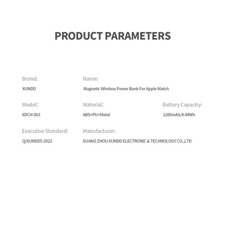 XUNDD XDCH-063 WP1 For Apple Watch 1200mAh Power Bank with Hanging Buckle Magnetic Wireless Charger