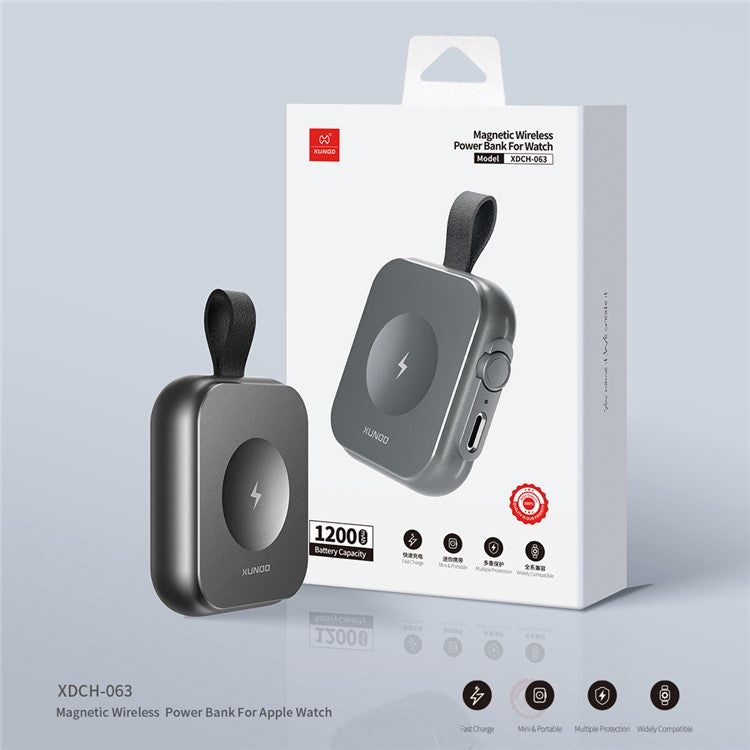 XUNDD XDCH-063 WP1 For Apple Watch 1200mAh Power Bank with Hanging Buckle Magnetic Wireless Charger