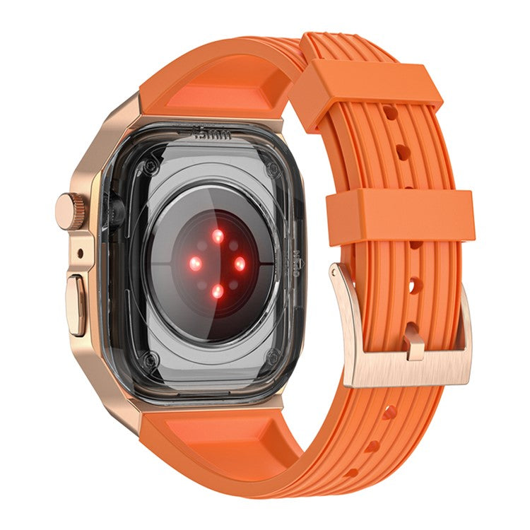 For Apple Watch Series 9 8 7 45mm / 6 5 4 SE SE (2022) SE (2023) 44mm Integral Watch Band with Case - Orange