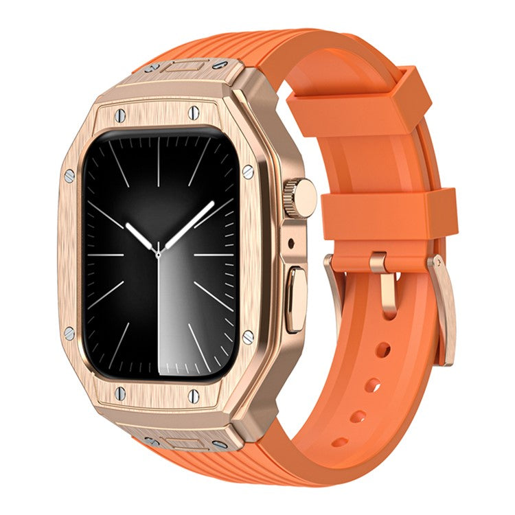 For Apple Watch Series 9 8 7 45mm / 6 5 4 SE SE (2022) SE (2023) 44mm Integral Watch Band with Case - Orange