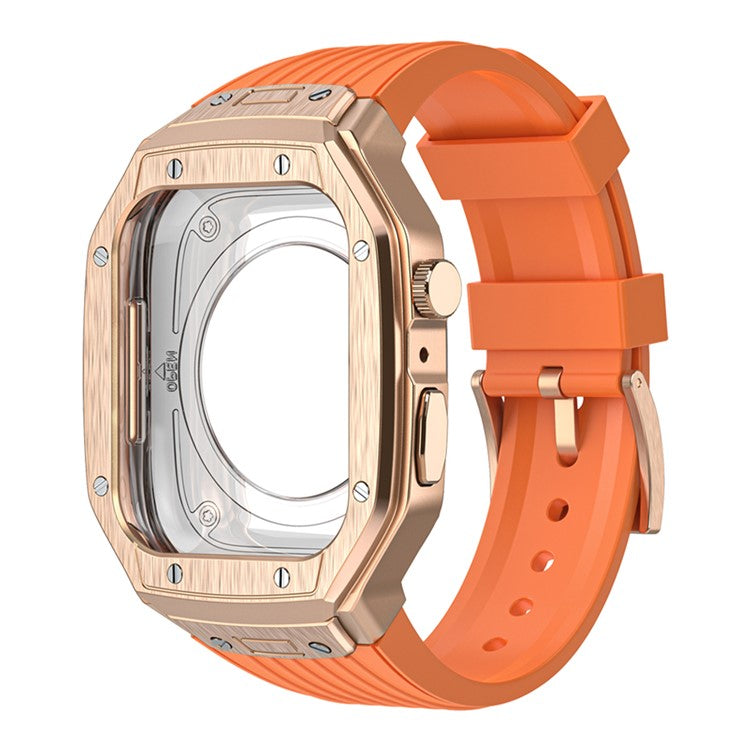 For Apple Watch Series 9 8 7 45mm / 6 5 4 SE SE (2022) SE (2023) 44mm Integral Watch Band with Case - Orange