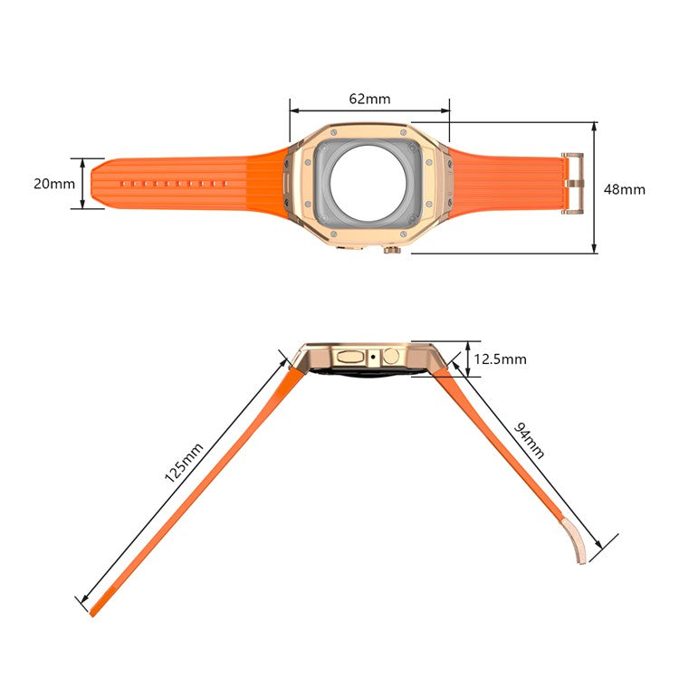 For Apple Watch Series 9 8 7 45mm / 6 5 4 SE SE (2022) SE (2023) 44mm Integral Watch Band with Case - Orange