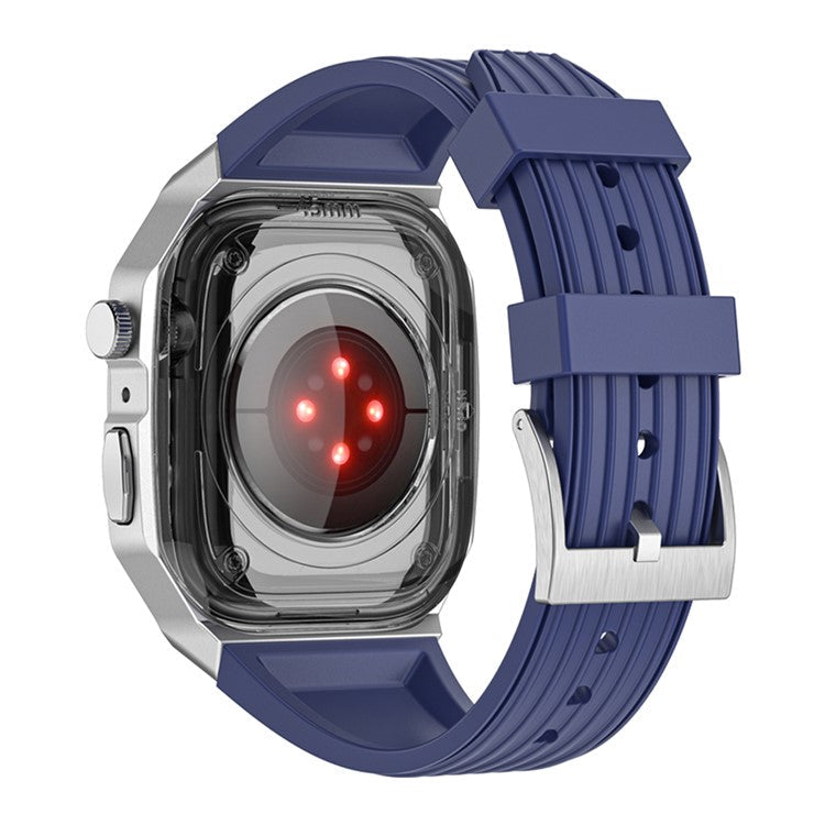 For Apple Watch Series 9 8 7 45mm / 6 5 4 SE SE (2022) SE (2023) 44mm Integral Watch Band with Case - Dark Blue