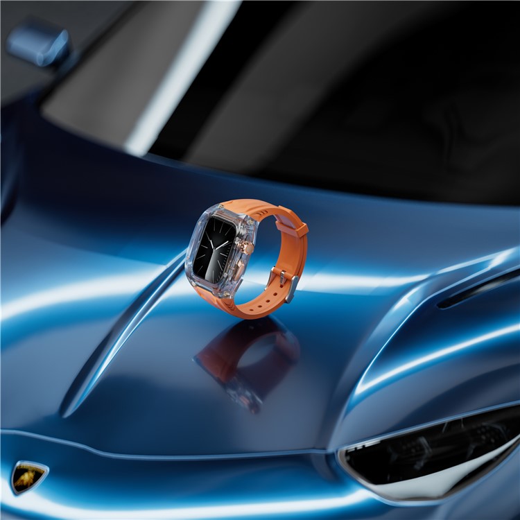 For Apple Watch 9 / 8 / 7 45mm / SE (2023) / SE (2022) / SE / 6 / 5 / 4 44mm TPU Watch Band with PC Case - Starlight Transparent