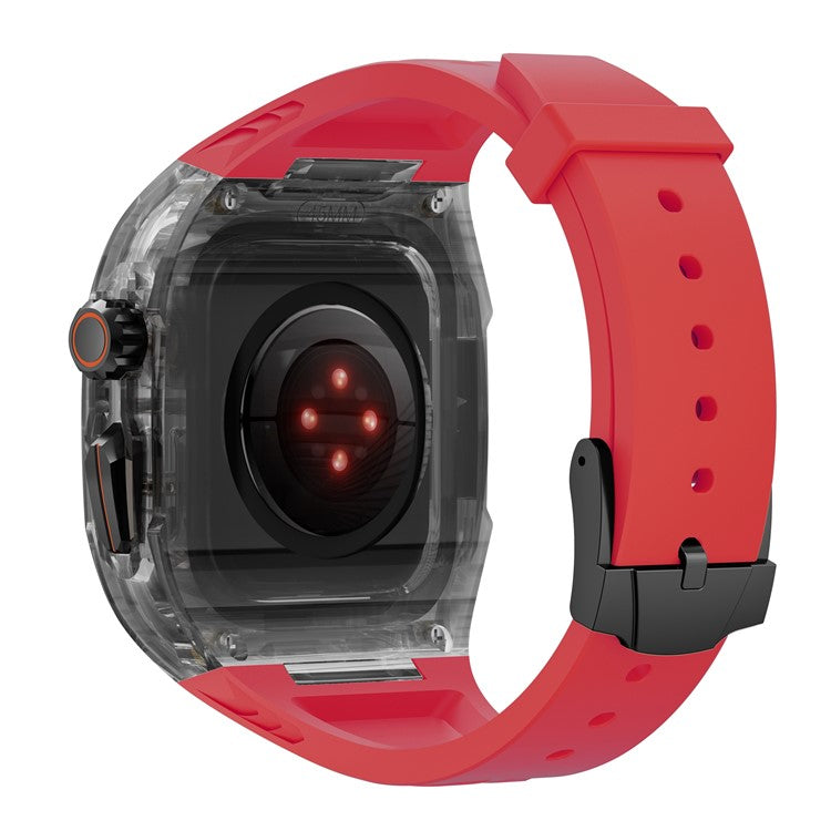 For Apple Watch 9 / 8 / 7 45mm / SE (2023) / SE (2022) / SE / 6 / 5 / 4 44mm TPU Watch Band with PC Case - Red