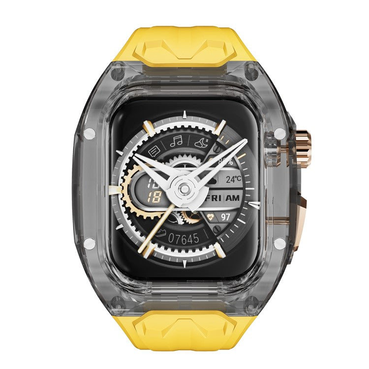 For Apple Watch 9 / 8 / 7 45mm / SE (2023) / SE (2022) / SE / 6 / 5 / 4 44mm TPU Watch Band with PC Case - Yellow