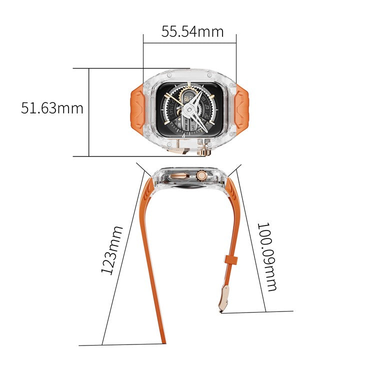 For Apple Watch 9 / 8 / 7 45mm / SE (2023) / SE (2022) / SE / 6 / 5 / 4 44mm TPU Watch Band with PC Case - Yellow