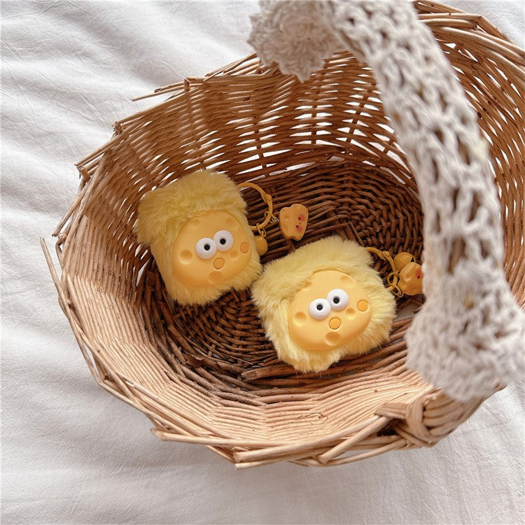 Cute Cheese Plush Cover for Apple AirPods with Charging Case (2016) / (2019) / AirPods with Wireless Charging Case (2019) Earphone Case