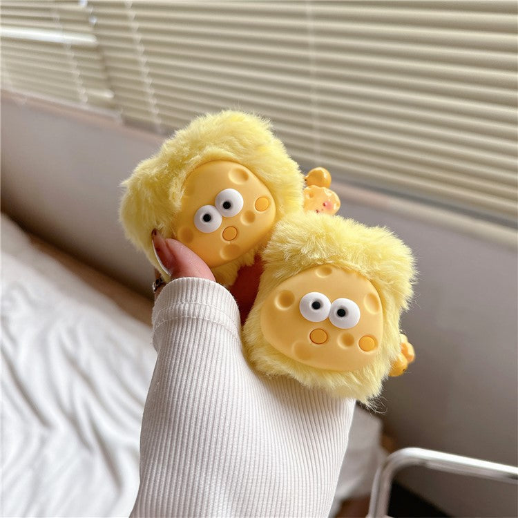 Cute Cheese Plush Cover for Apple AirPods with Charging Case (2016) / (2019) / AirPods with Wireless Charging Case (2019) Earphone Case