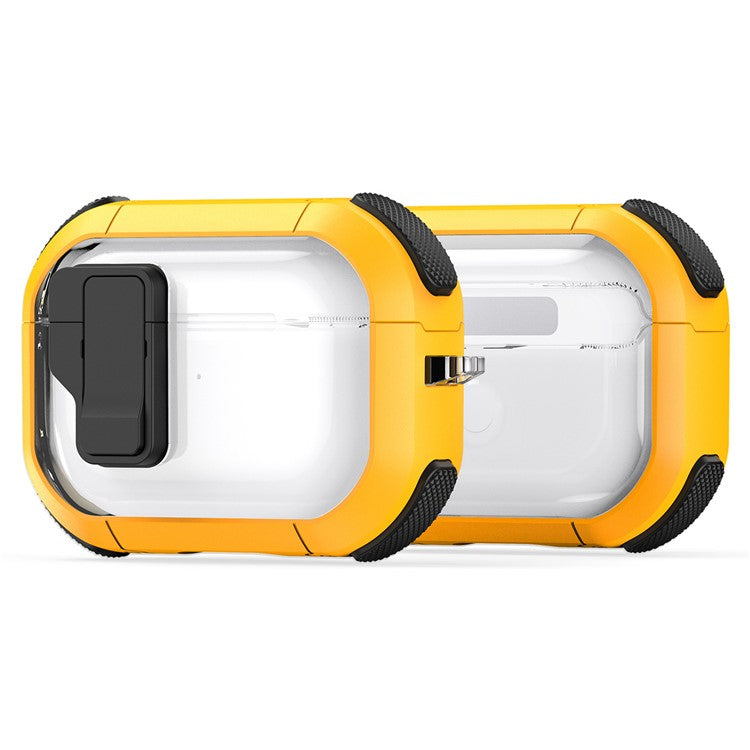 DUX DUCIS PECN Series for Apple AirPods Pro 2 Earphone Case Dual Color Earbud Cover with Hook - Yellow+Black