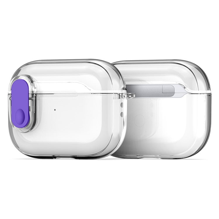 DUX DUCIS PECL Series for Apple AirPods Pro 2 Earphone Case TPU+PC Cover with Hanging Hook - Clear Purple