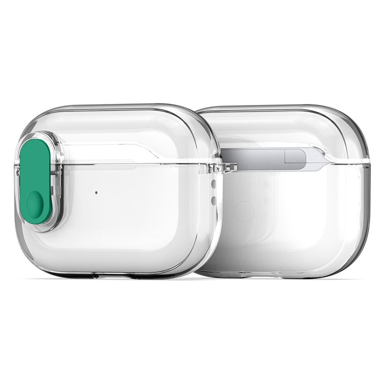 DUX DUCIS PECL Series for Apple AirPods Pro 2 Earphone Case TPU+PC Cover with Hanging Hook - Clear Green