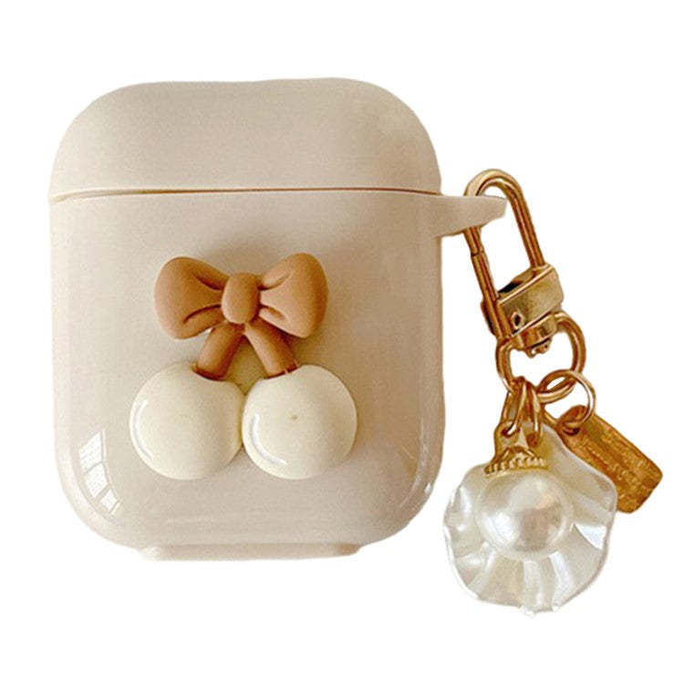 For AirPods with Charging Case (2016) / (2019) / AirPods with Wireless Charging Case (2019) Cherry Decor TPU Cover with Pendant