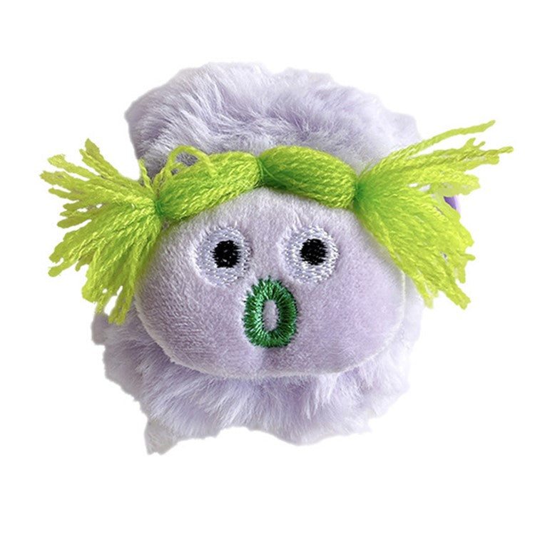 For AirPods with Charging Case (2016) / (2019) / AirPods with Wireless Charging Case (2019) Plush+TPU Parody Expression Cover with Buckle - Purple