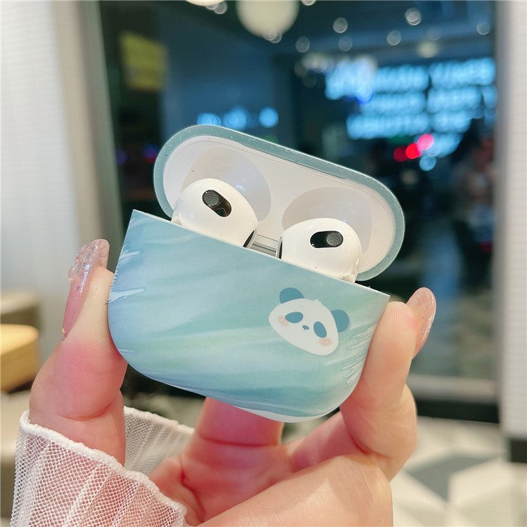 For Apple AirPods with Charging Case (2016) / (2019) / AirPods with Wireless Charging Case (2019) PC Case Cartoon Panda Pattern Printing Cover