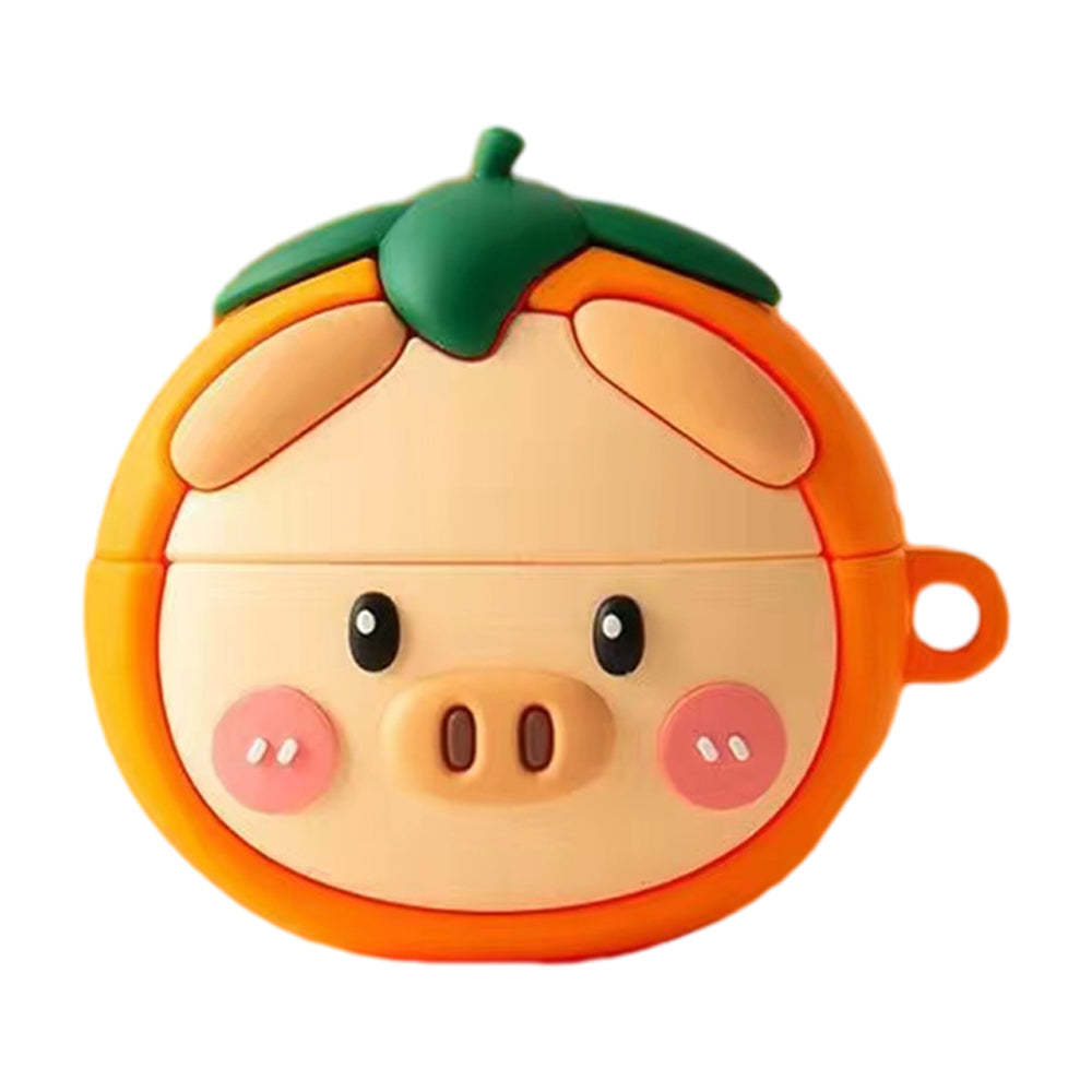 For Xiaomi Redmi AirDots 3 Pro Bluetooth Earphone Protective Sleeve Cartoon Silicone Cover - Pig Head Persimmon