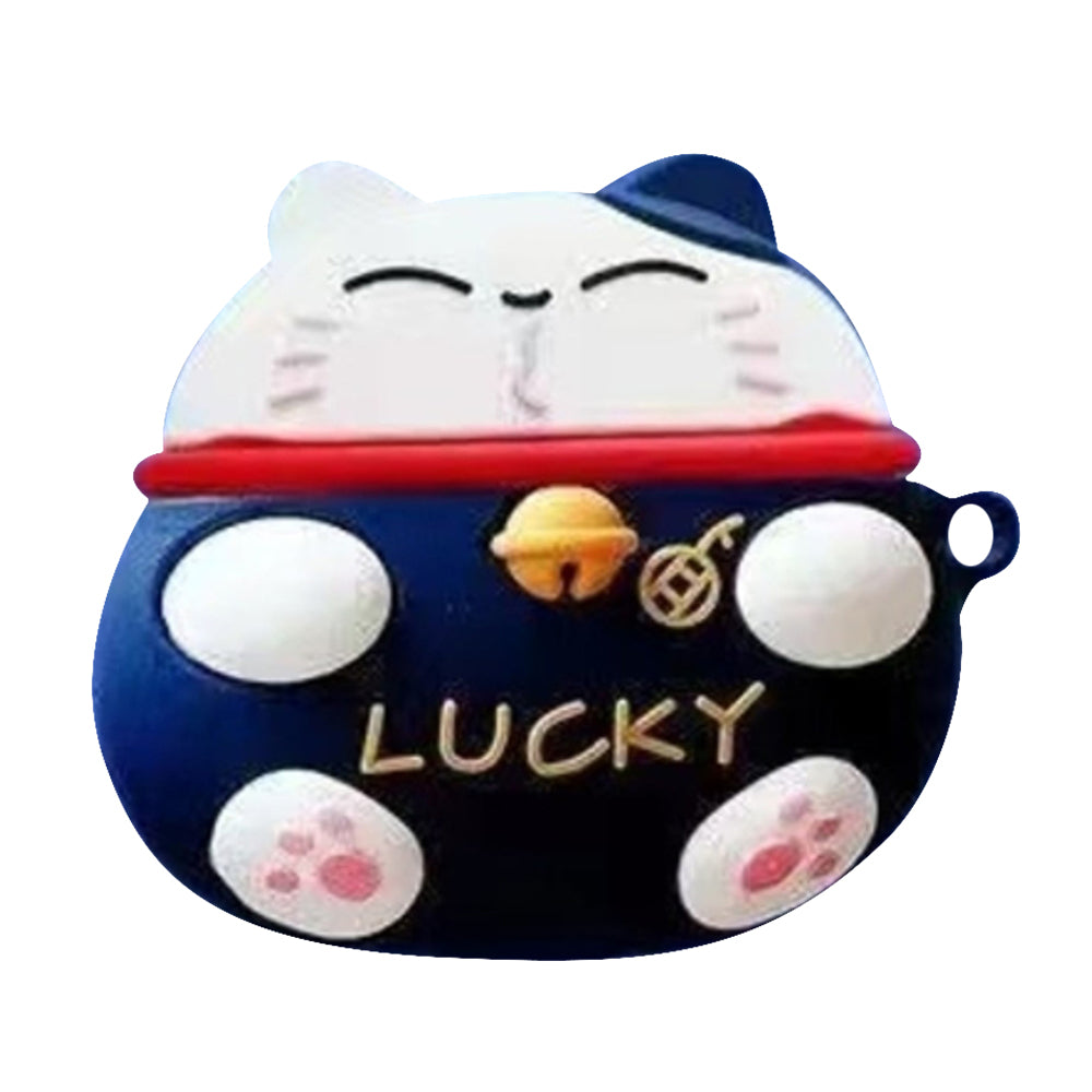 No.3 Silicone Sleeve for Huawei FreeBuds Clip Earphone Cute Cartoon Protective Cover - Blue Lucky Cat