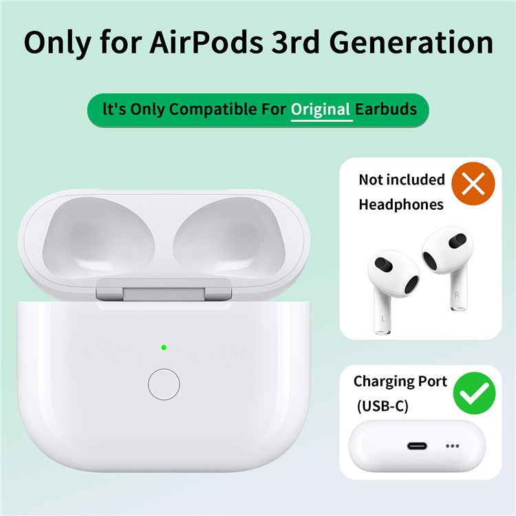 A004 Wireless Charging Box for AirPods 3 Replacement Earphone Charging Case, Type-C Interface