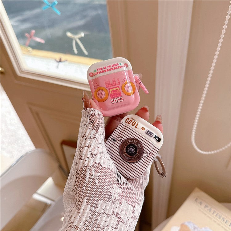 For Apple AirPods with Charging Case (2016) / (2019) / AirPods with Wireless Charging Case (2019) Retro TPU Protective Cover - Pink