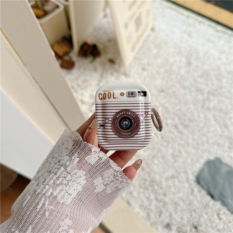 For Apple AirPods with Charging Case (2016) / (2019) / AirPods with Wireless Charging Case (2019) Retro TPU Protective Cover - White