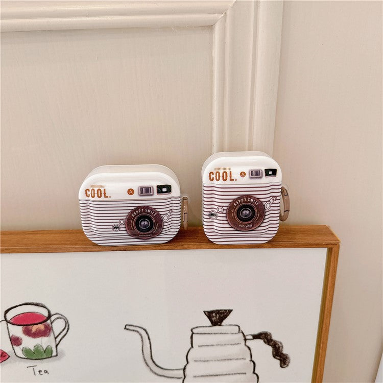 For Apple AirPods with Charging Case (2016) / (2019) / AirPods with Wireless Charging Case (2019) Retro TPU Protective Cover - White