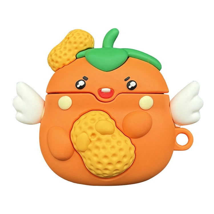 For Apple AirPods with Wireless Charging Case (2019) / AirPods with Charging Case (2019) (2016) Cartoon Persimmon Peanut Silicone Case