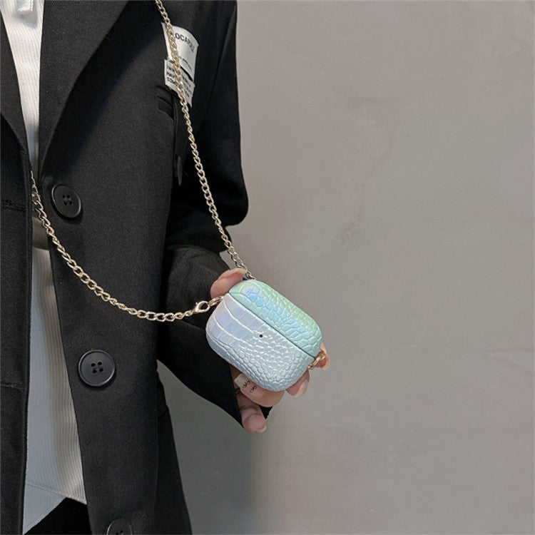 For Apple AirPods Pro Colorful Crocodile Texture PU Leather+PC Charging Bin Protective Case - Purple