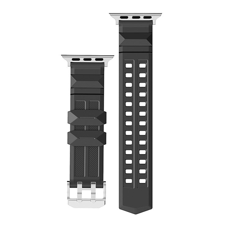 AHASTYLE WA12 Watch Strap for Apple Watch Series 10 46mm / Ultra 2 Ultra 49mm / Series 9 8 7 45mm / 6 5 4 SE (2023) SE (2022) SE 44mm / 3 2 1 42mm Silicone Watchband - Black