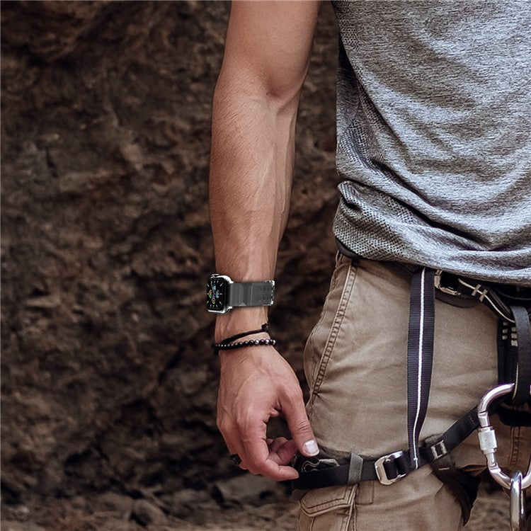 AHASTYLE WA12 Watch Strap for Apple Watch Series 10 46mm / Ultra 2 Ultra 49mm / Series 9 8 7 45mm / 6 5 4 SE (2023) SE (2022) SE 44mm / 3 2 1 42mm Silicone Watchband - Black