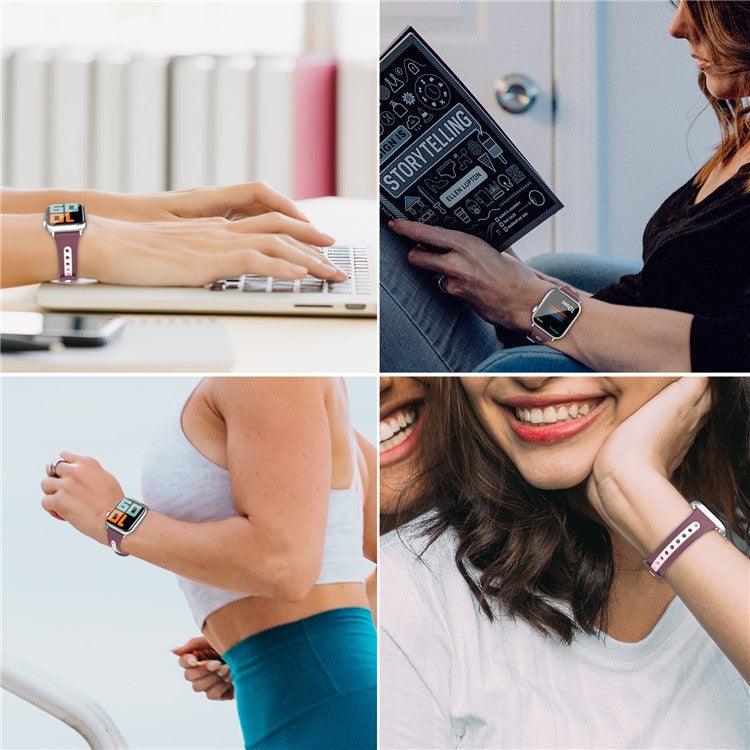 AHASTYLE WA13 Watch Band for Apple Watch Series 10 42mm / 9 8 7 41mm / SE (2023) SE (2022) SE 6 5 4 40mm / 3 2 1 38mm Silicone Strap Dual Color - Purple