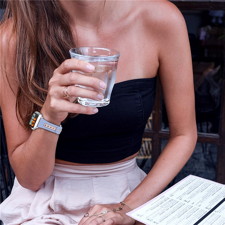 AHASTYLE WA13 Watch Band for Apple Watch Series 10 42mm / 9 8 7 41mm / SE (2023) SE (2022) SE 6 5 4 40mm / 3 2 1 38mm Silicone Strap Dual Color - Purple