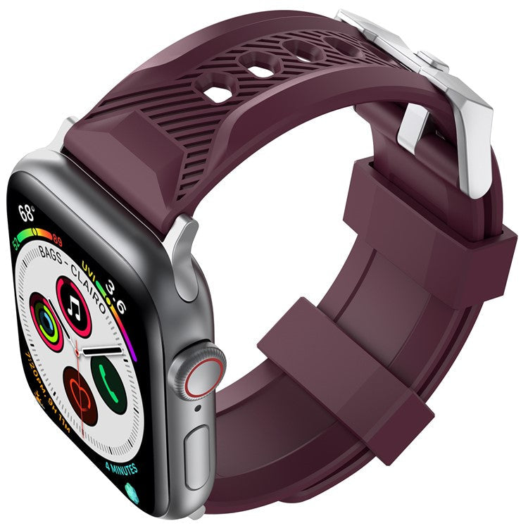 AHASTYLE WA10 Watch Band for Apple Watch Series 10 42mm / 9 8 7 41mm / SE (2023) SE (2022) SE 6 5 4 40mm / 3 2 1 38mm Watch Band Textured Silicone Strap - Wine Red