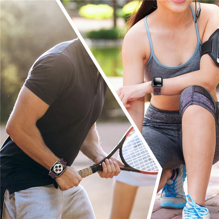 AHASTYLE WA10 Watch Band for Apple Watch Series 10 42mm / 9 8 7 41mm / SE (2023) SE (2022) SE 6 5 4 40mm / 3 2 1 38mm Watch Band Textured Silicone Strap - Wine Red