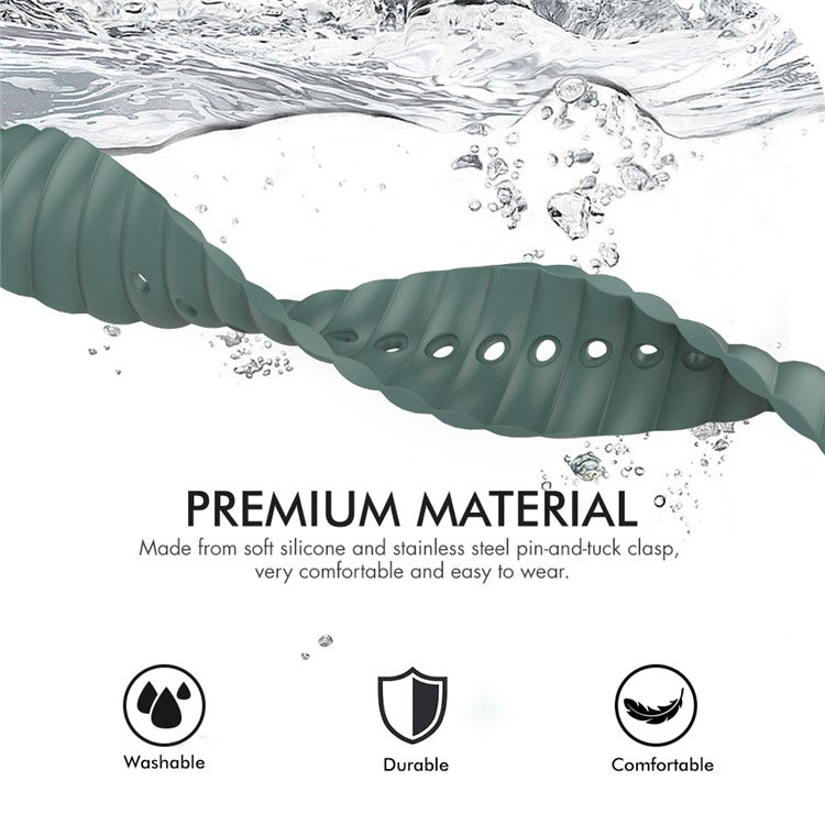 AHASTYLE WA02 Watch Band for Apple Watch Series 10 42mm / 9 8 7 41mm / SE (2023) SE (2022) SE 6 5 4 40mm / 3 2 1 38mm Silicone Replacement Straps - Pine Needle Green