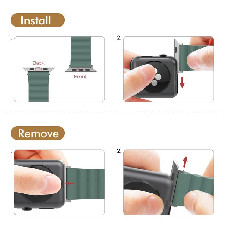 AHASTYLE WA02 Watch Band for Apple Watch Series 10 42mm / 9 8 7 41mm / SE (2023) SE (2022) SE 6 5 4 40mm / 3 2 1 38mm Silicone Replacement Straps - Pine Needle Green