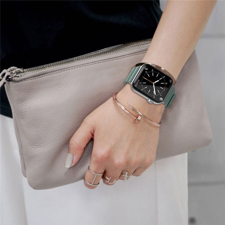 AHASTYLE WA02 Watch Band for Apple Watch Series 10 42mm / 9 8 7 41mm / SE (2023) SE (2022) SE 6 5 4 40mm / 3 2 1 38mm Silicone Replacement Straps - Pine Needle Green