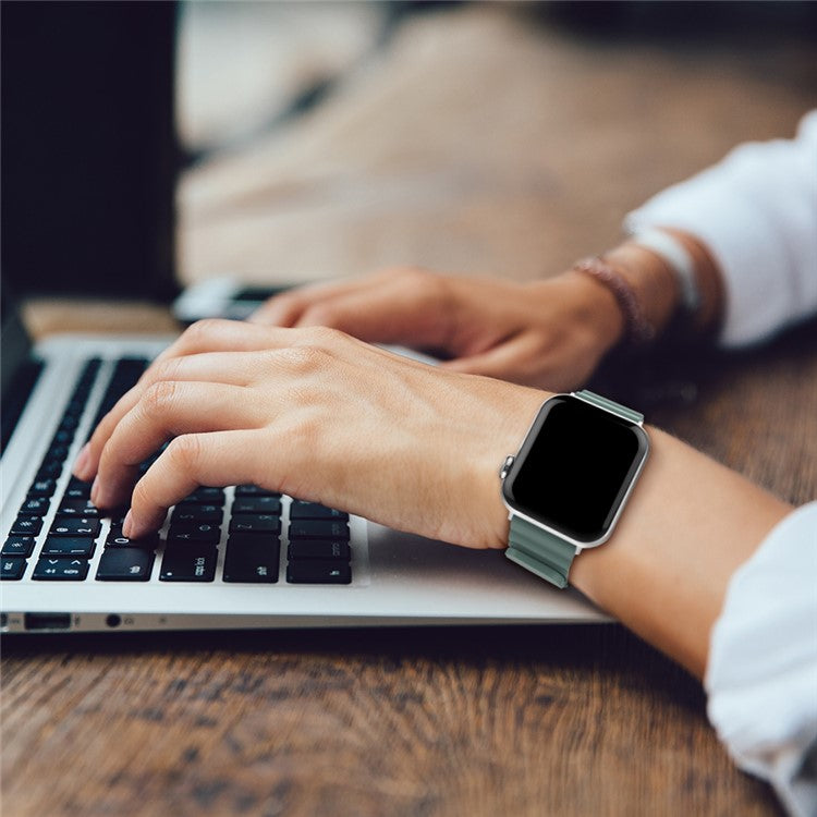 AHASTYLE WA02 Watch Band for Apple Watch Series 10 42mm / 9 8 7 41mm / SE (2023) SE (2022) SE 6 5 4 40mm / 3 2 1 38mm Silicone Replacement Straps - Pine Needle Green