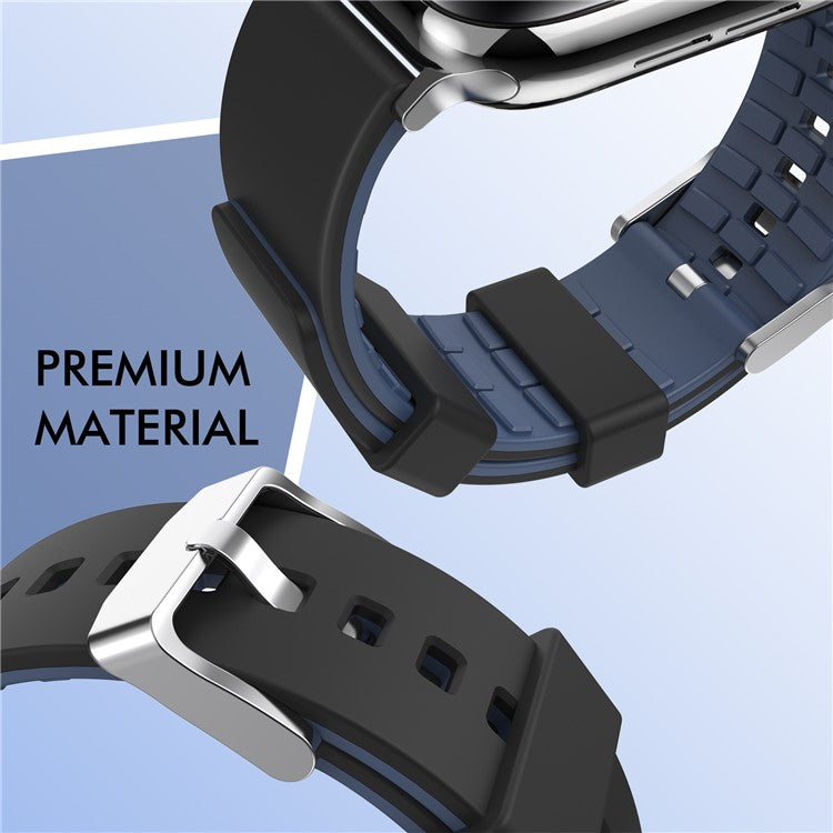 AHASTYLE WA11 Silicone Watch Band for Apple Watch Series 10 42mm / 9 8 7 41mm / SE (2023) SE (2022) SE 6 5 4 40mm / 3 2 1 38mm Contrast Colors Straps - Black+Sapphire