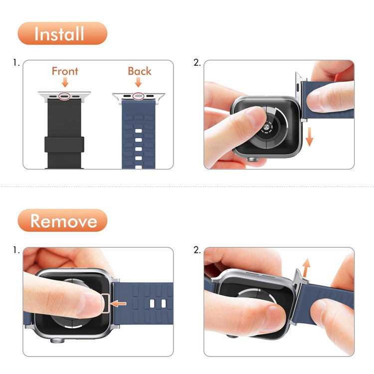 AHASTYLE WA11 Silicone Watch Band for Apple Watch Series 10 42mm / 9 8 7 41mm / SE (2023) SE (2022) SE 6 5 4 40mm / 3 2 1 38mm Contrast Colors Straps - Black+Sapphire