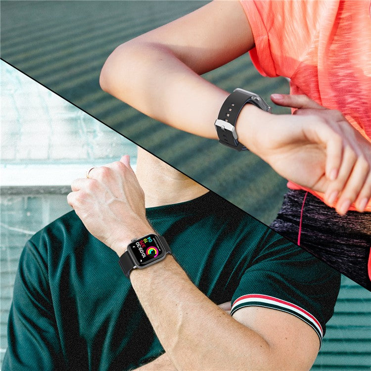 AHASTYLE WA11 Silicone Watch Band for Apple Watch Series 10 42mm / 9 8 7 41mm / SE (2023) SE (2022) SE 6 5 4 40mm / 3 2 1 38mm Contrast Colors Straps - Black+Sapphire