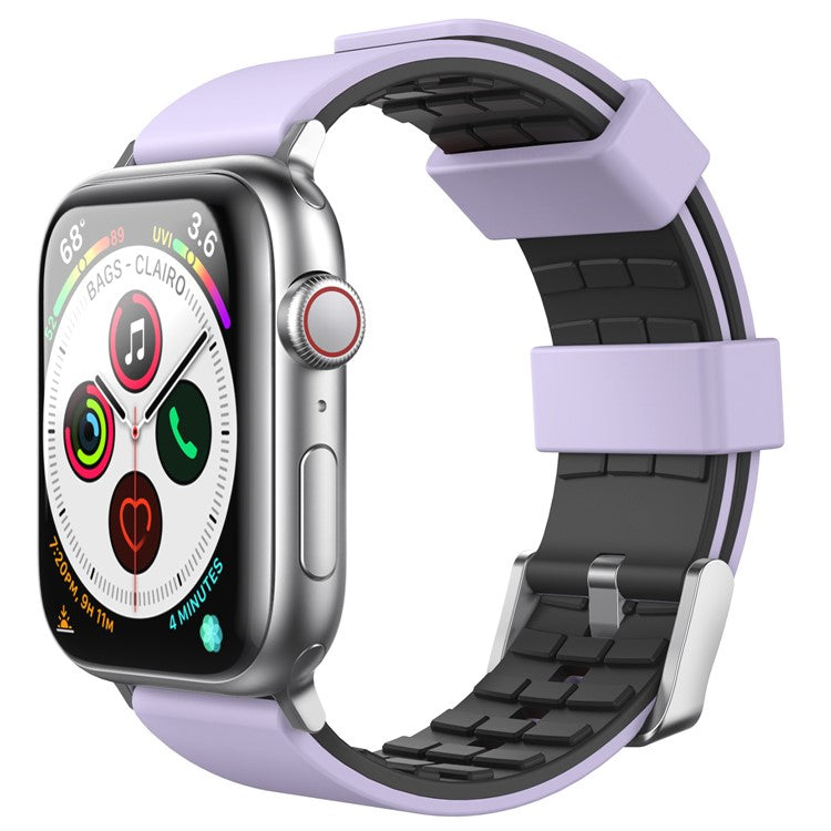 AHASTYLE WA11 Watch Band for Apple Watch Series 10 46mm / Ultra 2 Ultra 49mm / Series 9 8 7 45mm / 6 5 4 SE (2023) SE (2022) SE 44mm / 3 2 1 42mm Contrast Colors Silicone Strap - Purple+Black