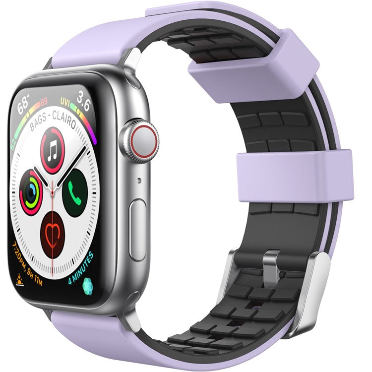 AHASTYLE WA11 Watch Band for Apple Watch Series 10 46mm / Ultra 2 Ultra 49mm / Series 9 8 7 45mm / 6 5 4 SE (2023) SE (2022) SE 44mm / 3 2 1 42mm Contrast Colors Silicone Strap - Purple+Black
